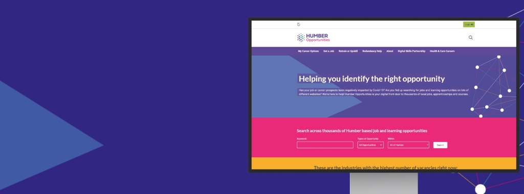 A mock-up of Humber Opportunities portal