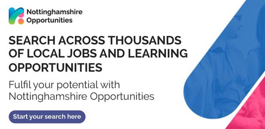 A banner image of the Nottinghamshire Opportunities website