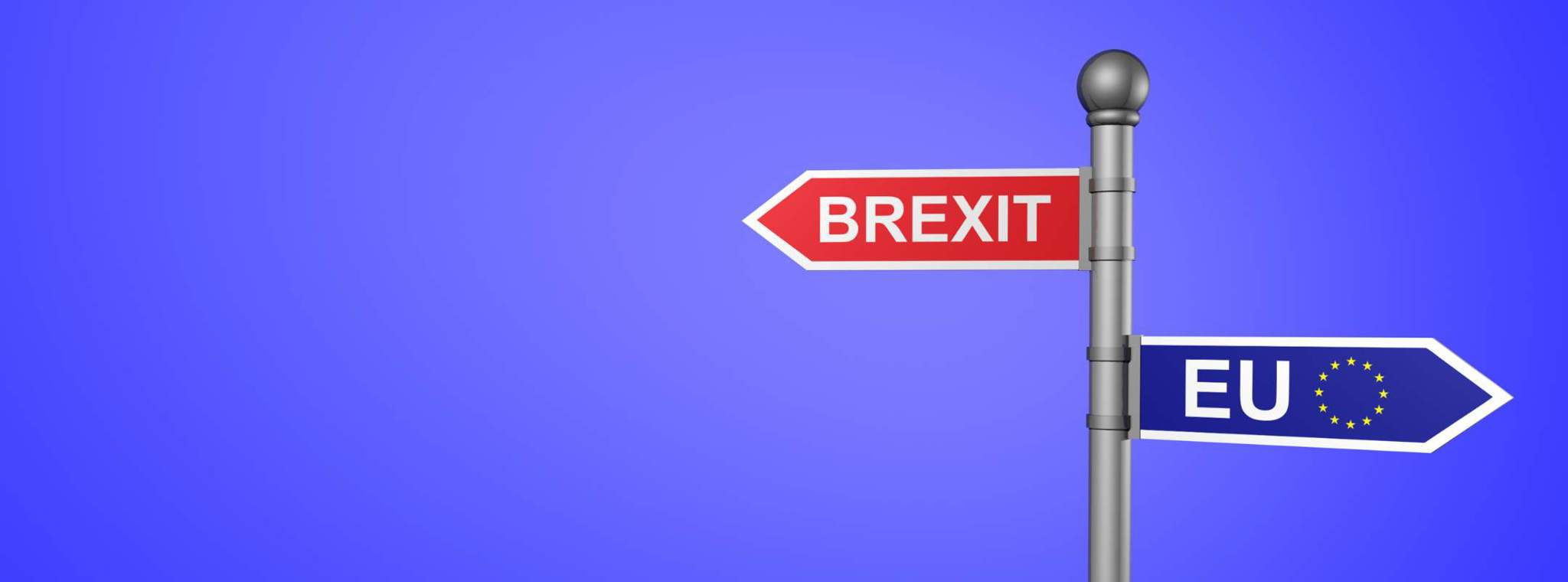 A street sign pointing one way to Brexit and the other way to the EU