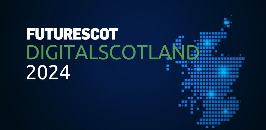 Digital map of Scotland with FutureScot logo