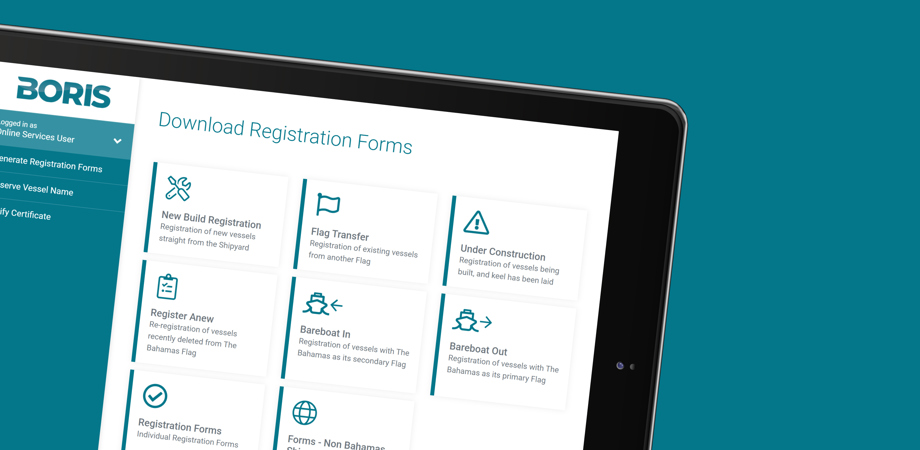 A screen shot of the BORIS online system