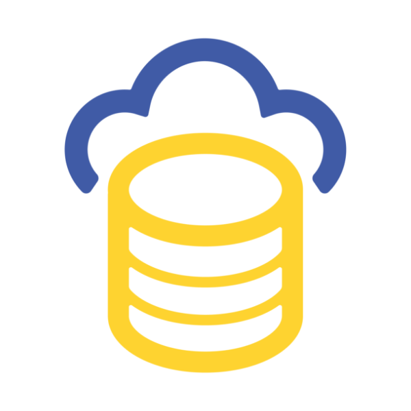 An icon of a data stack underneath a cloud