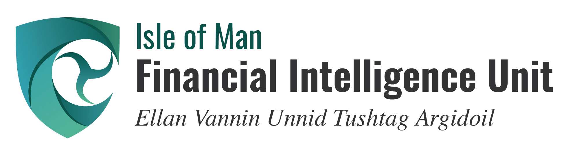 Isle of Man Financial Intelligence Unit logo and Manx equivalent: Ellan Vannin Unnid Tushtag Argidoil