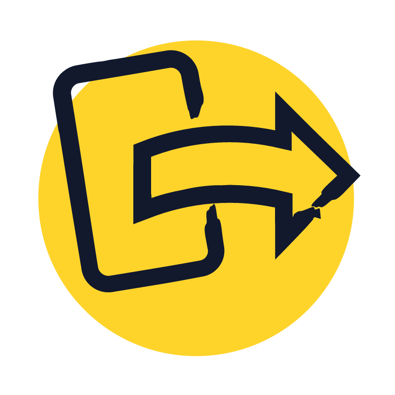 An icon illustrating something going live against a yellow background 