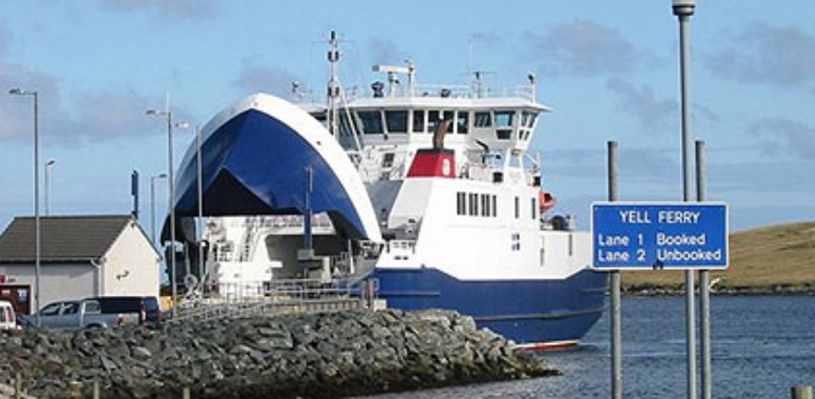 Shetland pier with ferry docked