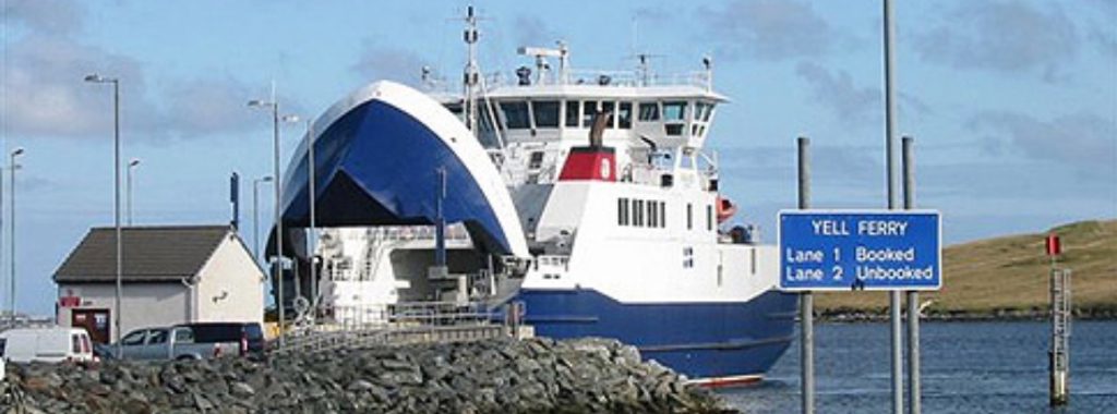 Shetland pier with ferry docked