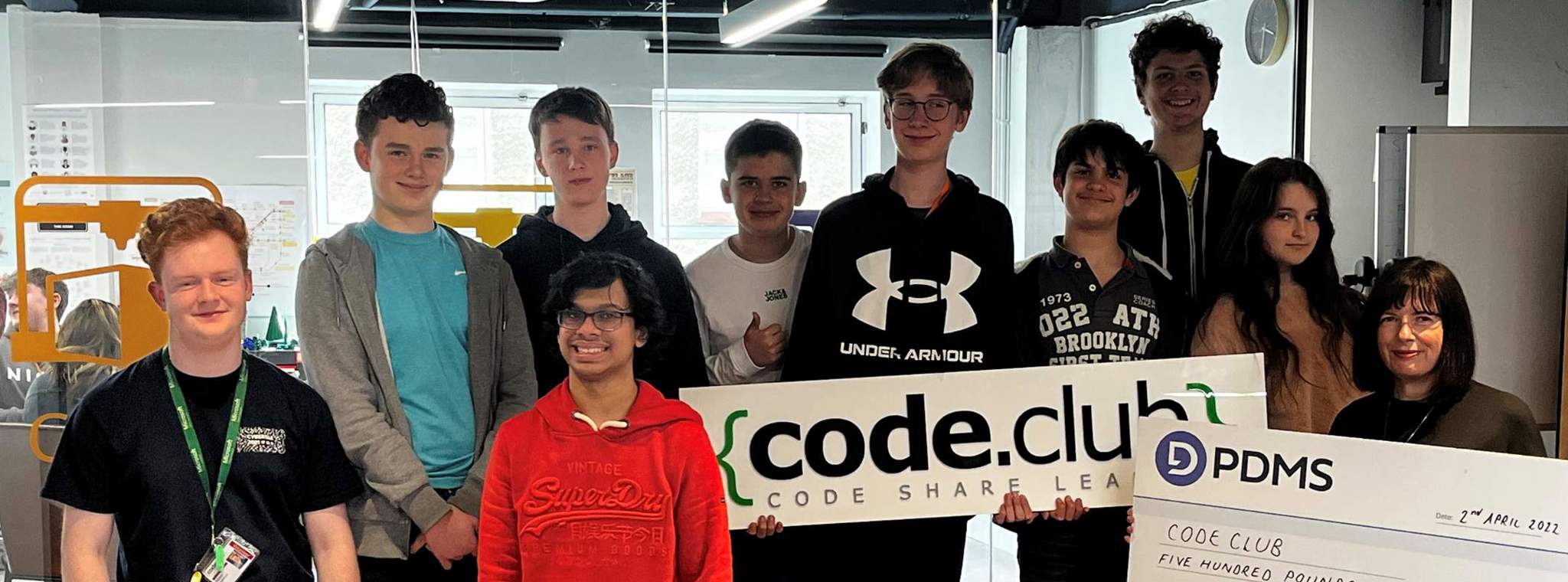 IOM Code Club cheque presentation