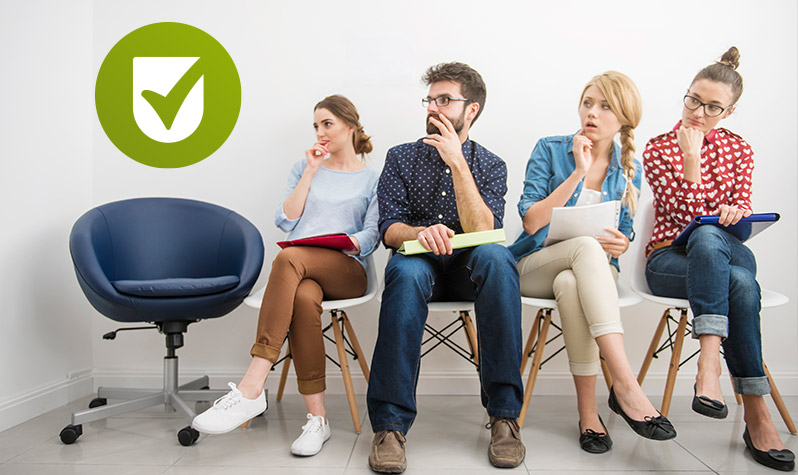 Four Job seekers waiting for an interview