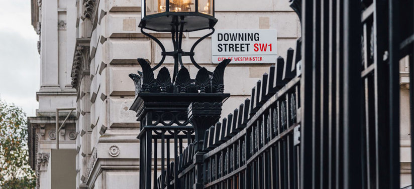 Downing street with railings