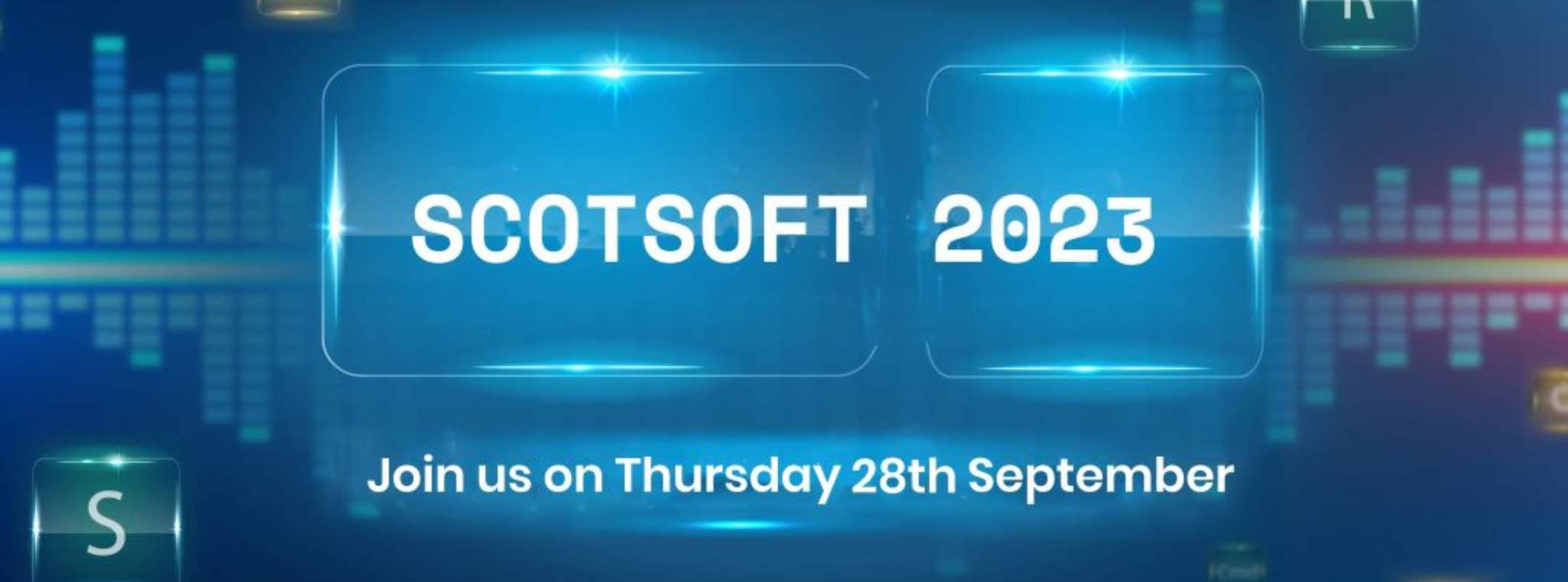 ScotSoft 2023 logo with headline 'Technology and Leadership Collide'