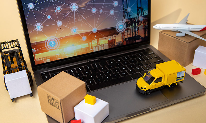 Vehicles on laptop supply chain representation