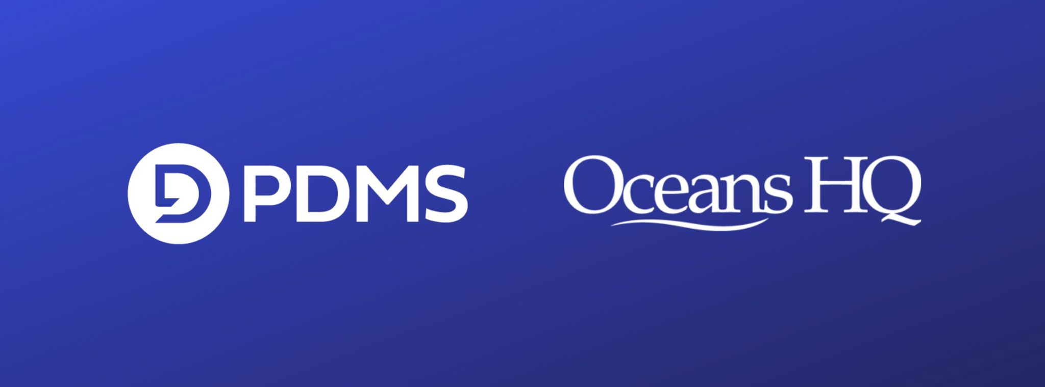 An image of the PDMS and OceansHQ logos alongside each other on a blue gradient background