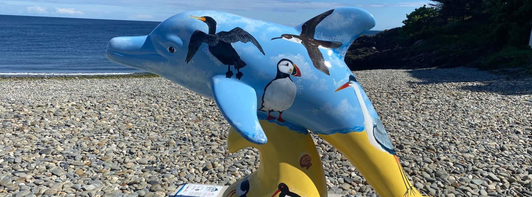 An image of Hannah's dolphin 'Bird Life' in situ on Cornaa Beach