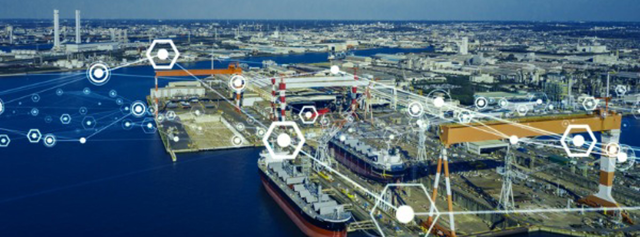 Modern shipyard aerial view