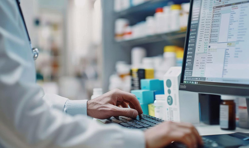 Pharmacist Using Computer