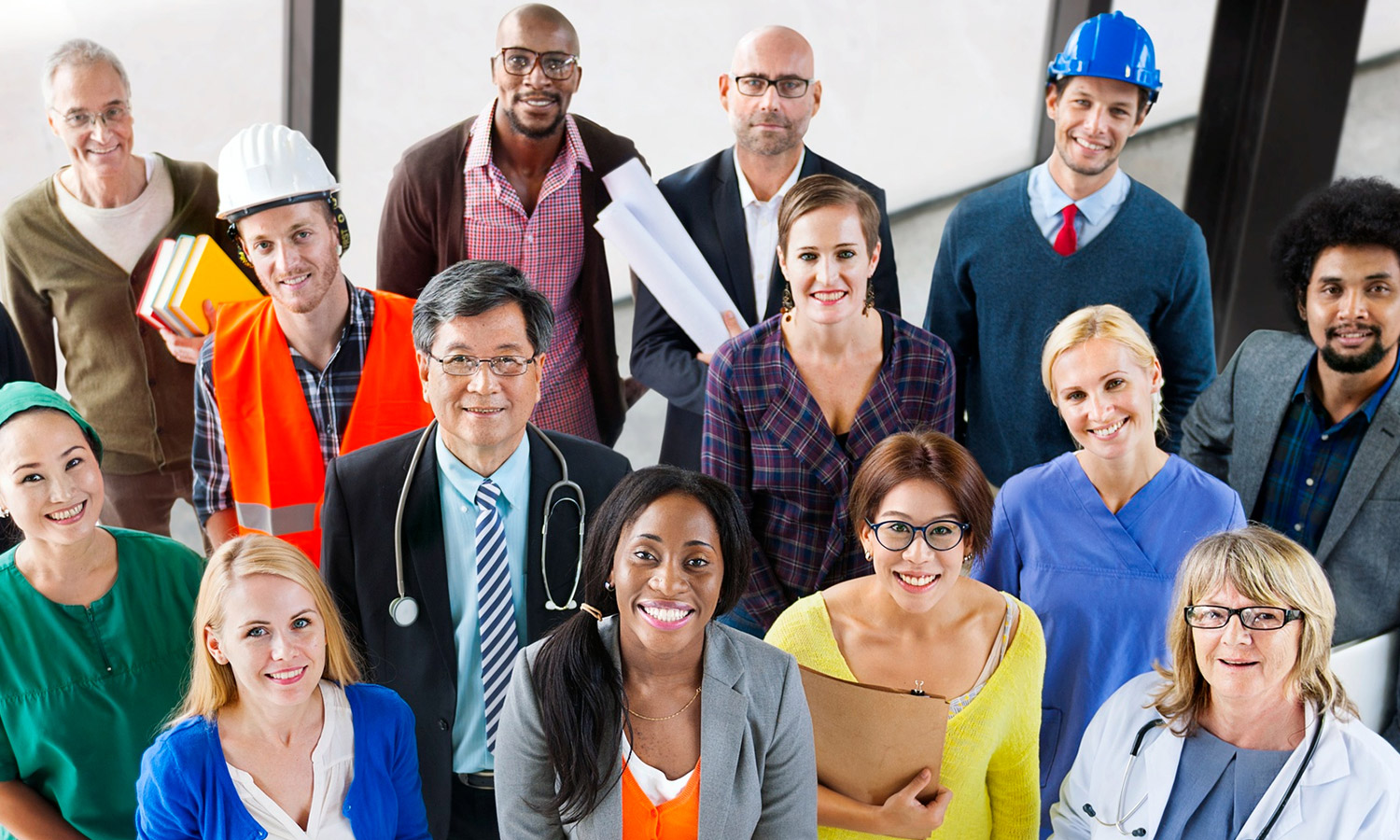 Diverse group of people with different occupations